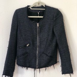 IRO ‘Agnette’ Distressed tweed blue jacket